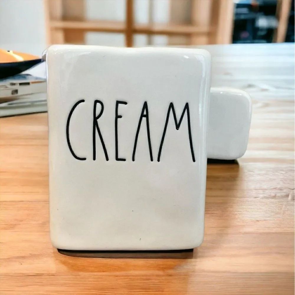 RAE DUNN CREAM Small Square Creamer Artisan Collection By Magenta White Black